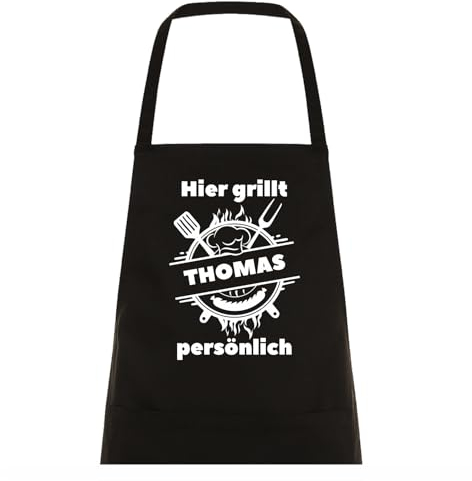Grillschürze mit Spruch Hier grillt Wunschname persönlich Grill Schürze Geschenke Mann Papa lustig