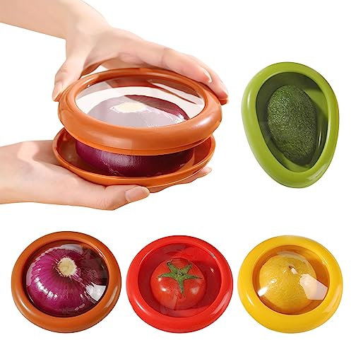 Récipient De Stockage De Légumes 4/8 Pièces-tomate, Oignon, Citron, Support De Conservation D'avocat | Boîte De Rangement Réutilisable Pour Réfrigérateur Pour La Conservation Des Aliments Au Frais