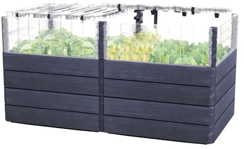 Garantia Ergo Quadro TurboPlus 2 L 80 Hochbeet Wood, inkl. Flora Wassersparsystem - Blumentopf, Hochbeete für Garten, Pflanzkübel Groß Außen, Blumenkasten, Blumentopf Hoch, Blumenkübel, Frühbeet