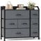 CAIYUN Kommode mit 7 Schubladen, Schrank, Aufbewahrungsschrank, Kommoden & Sideboards aus Stoff mit Griffen, Holz Top & Metallrahmen, Möbel für Schlafzimmer, Wohnzimmer, Closet, Flurschrank - Schwarz