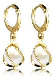 Perlenohrringe Gold für Frauen, Perlenohrringe Hängend Gold, Ohrringe Gold Damen, Schmuckgeschenk für Frauen und Mädchen