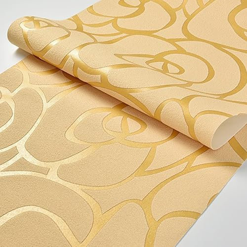 Trafagala Luxury Gold Rose Embossed Wallpaper Women Girls Bedroom Wallpaper 3D Glitter Striped Floral Wallpaper Feature for Adults Kids Livingroom Bedroom Kitchen Hallway and Stairs