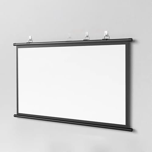 ROFBIHG Manual Pull Down Projector Screen, Movie Projection Screen HD 16: 9/4:3, Simple Bar Wall Mounted HD Projection Screen, Lightweight Carry & Durable for Schools Meeting Indoor Outdoor(16:9,50)
