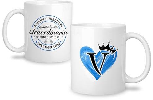 Yufansd Tazza da Caffè Iniziale V Alfabeto Tazza in Ceramica con Lettere V per Donne Uomini Ragazzi Ragazze Regalo Ispirazionale Decorazione per la Casa Ufficio Tazza da Tè Grande Mug 11oz (V)