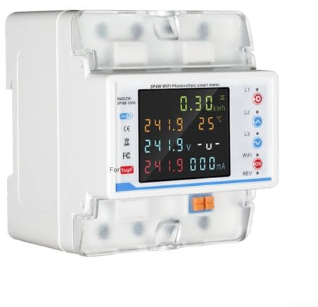 Zilimontt Wifi Three Phase 4P Current Breaker Power Meter,Smart Circuit Breaker Energy Meter,Electric Meter,Smart Energy Meter,Digital Power Consumption Monitor