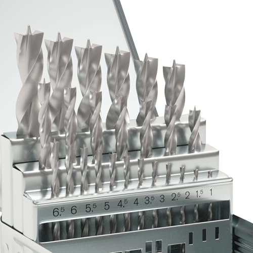 Metrisches Holzbohrer-Set, 25-teilig, Hochgeschwindigkeitsstahlbohrer-Set mit Doppelrillen-Design für Tischler, Holzbearbeitung und alle Arten von Holz (1 mm – 13 mm)