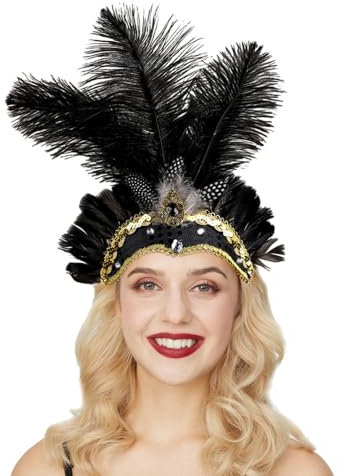 Faschingskostüme Damen, Damen Samba Kopfschmuck Federschmuck Karneval Fasching Mottoparty Federkopfschmuck Brasilien Feder Haarschmuck Frauen Karneval-Kopfschmuck mit Federn