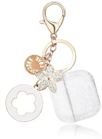 TELAIN Airpods 4 Hülle Mit Einzigartigem Kleeblatt Schlüsselanhänger, 360° Vollschutz Silikon Case, Für Kabelloses Laden Geeignet, Frauen & Mädchen