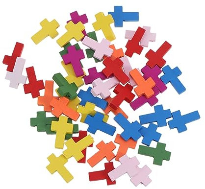 Warmhm Holzkreuz Anhänger Bunt 50 Stück Holzperlen 1,5 X 2,2cm Schmuckzubehör für Selbstgemacht Ketten Armbänder Ohrringe Basteln Schmuckherstellung Gemischte Farben