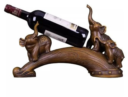 CFY652 Wine Rack Creative Wine Rack Ornaments Wine Cabinet TV Cabinet Display Rack Decorations Three Small Elephant Wedding Gift Wine Racks Free Standing(Bruin)