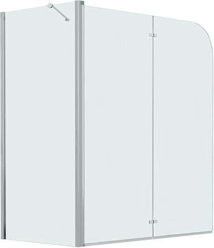 Refined Box Doccia Vasca con Porte Pieghevoli a Libro Regolabile Ante Pieghevoli Profili Cromati Cabina Bagno in Vetro di Sicurezza ESG 120x68x130 cm