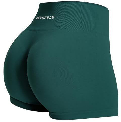 JOYSPELS Sport Gym Shorts Damen, Kurze Sporthose Damen Radlerhose High Waist Blickdicht Laufhose Seamless Blaugrün L