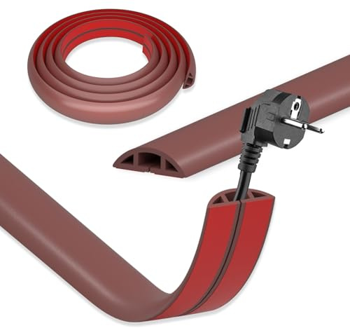 DIKARIYA Kabelkanal Rote Selbstklebend Flexiblen Kabelbrücke 3CMx1M | Flexible Kabelkanäle Boden PVC Fussboden Bodenkabelschutz Aussenbereich Wetterfest Kabelabdeckung für Büro Konzert Haus Lager