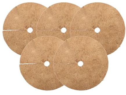 Wacredo Kokosmatte rund/Winterschutz & Frostschutz (Ø 60cm, 5 Stück) | für Topfpflanzen | Pflanzenschutz aus 100% Kokosfasern, Mulchscheibe