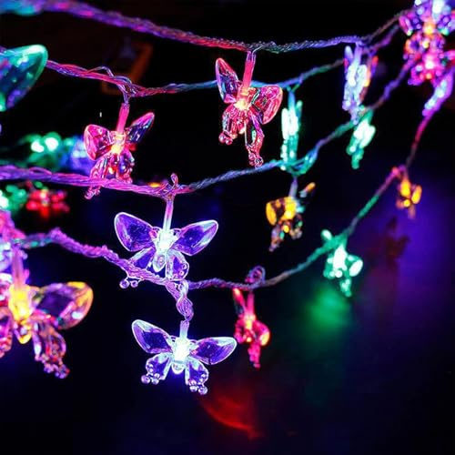 ALEGRE Schmetterling Lichterkette,3M 20 LED Lichterkette Schmetterling Batterie,Schmetterlinge Lichterketten Innen Linderzimmer,Bunte Lichterketten für Schlafzimmer, Hochzeit, Garten, Weihnachten Deko