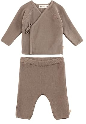 Sterntaler Baby Set Strickjacke & Strickhose 2-teilig – Unisex – weiches Baumwollgarn – Wickeljacke zum Binden und Hose mit elastischem Bund – Babybekleidung
