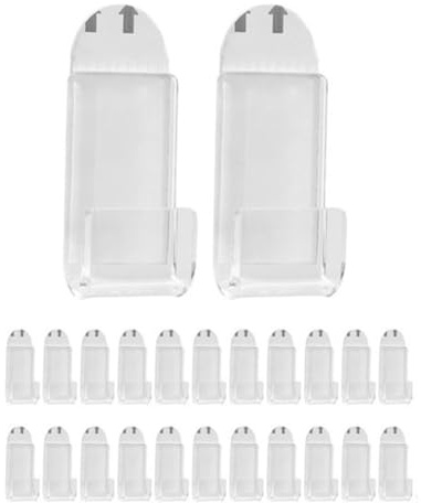 Pqahffowr Clear Vinyl Record Display Shelf Wall Mount, 24Pcs Self Adhesive Acrylic Album Record Wall Display Holder Record Hanger