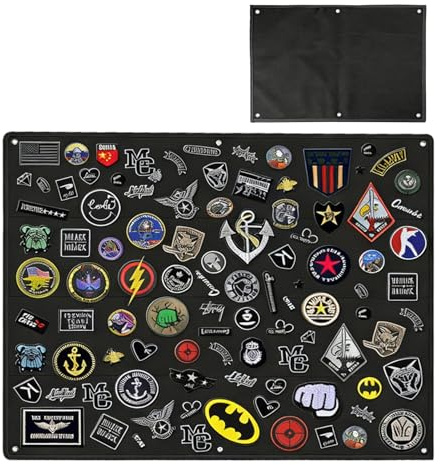 BAIFULAI Klettwand Patches Aufhänger, 110×70cm Patchwand Klett, klettwandfläche Klettmatte, Taktische Patch Display Tafel, Faltbar, Patches Panel für Militär Patch Aufhängung, Schwarz