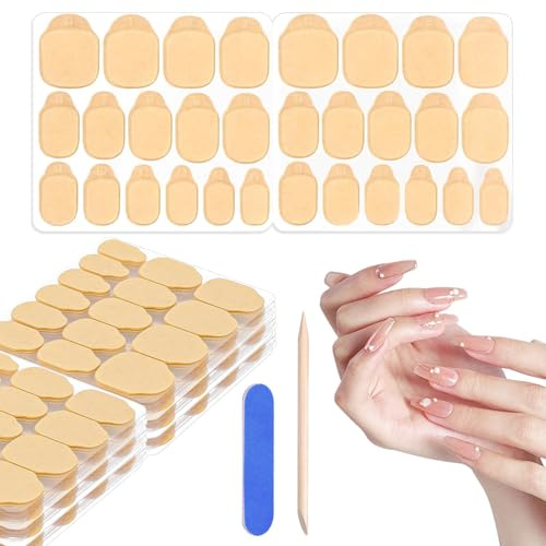 Qufiiry 600 Stück Nagelkleber Aufkleber, in 15 Größen Doppelseitige Transparente Klebepads, Für Kunstnägel und Press On Nails, Starker Haftendes Jelly Gel Tape für Maniküre