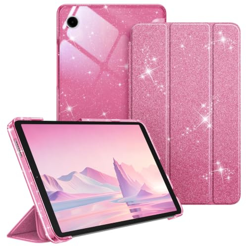 FINTIE Case for Samsung Galaxy Tab A11 8.7 Inch 2025/ Tab A9 8.7 Inch | Ultra Thin Protective Case with Translucent Back Cover for Tablet A11/ A9, Glittering Pink