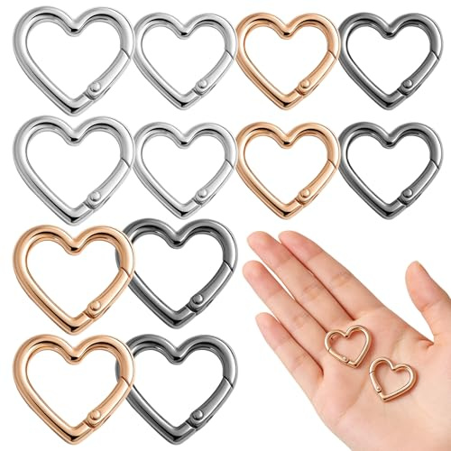 12 Stück Herz Schlüsselanhänger Karabiner In Herzform Klein Karabinerhaken Herzförmige Rucksackschnallen Carabiner Zinklegierung Karabinerclip Für Angeln Wandern Camping