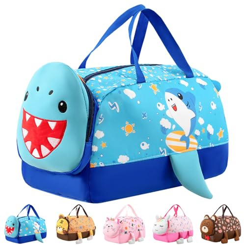 KORVANO Borsa Sportiva per Bambini, Impermeabile Borsone Piscina Sportiva, Borsa da Viaggio Ragazzi Ragazze, Weekender Borsas da Palestra per Viaggi, Fitness, Sport, 48 x 25 x 20 cm
