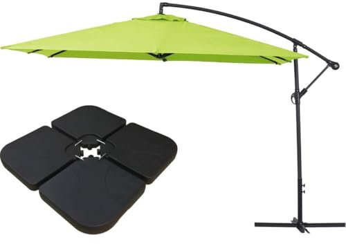 Parasol Jardin déporté Alu Ilios 3 - Carré - 3 x 3 m - Vert - Dalles incluses