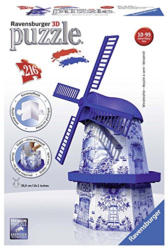 Ravensburger 12519 3D-Puzzles Baureihe Midi-Serie, Holländische Mühle