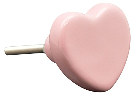 Nicola Spring Ceramic Cupboard Drawer Knobs - Heart Design - Pink
