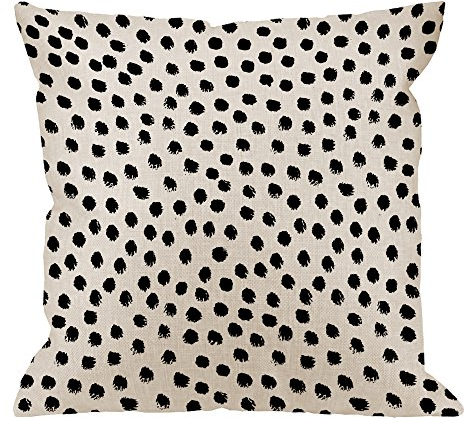 HGOD DESIGNS Dekorativer Kissenbezug mit Punkten, Baumwollleinen, quadratisch, Standard-Kissenbezüge für Sofa, Couch, Bett, Auto, 45,7 x 45,7 cm, Schwarz