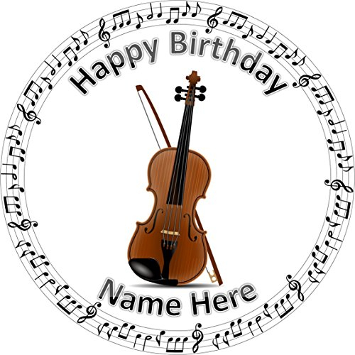 7.5 inch circle round violin music notes cake topper printed edible icing personalised