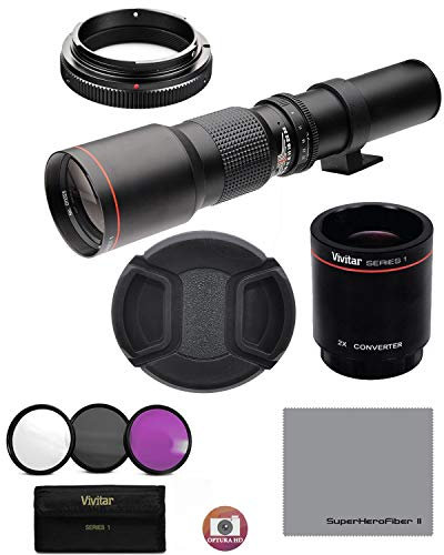 HD Teleskop 500mm/1000mm f/8 Manuelles Teleobjektiv für Canon EOS Rebel T3, T3i, T4i, T5, T5i, T6, T7 T6i, T6s, T7i, SL1, SL2, EOS 60D, 70D, 77D, 80D, 5D III,5D IV, EOS 6D,7D,7D II Digital SLR Kamera