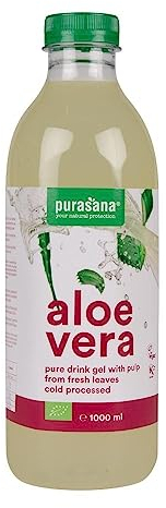 Purasana® Gel d'Aloe Vera Bio à Boire - Pur Aloe Vera Non Pasteurisé, Processus à Froid - Favorise Digestion, Endurance, Peau & Système Immunitaire - Sans Conservateurs, Vegan - 1 Litre