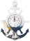 VOSAREA Maritime Holz Anker Wanduhr mit Segelboot Vintage Rustikale Nautische Meer Wandkunst Ornament Steuerrad Quarzuhr für Kinder Wohnzimmer Schlafzimmer Wandhänger Dekoration