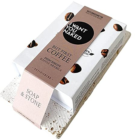 I want you naked - SOAP and STONE, Seifenablage und Duschseife, Kaffee und Mandelöl