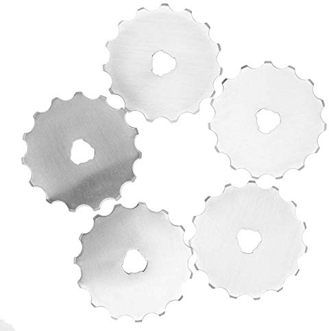 5-teilige 45 mm Perforations Rotationsersatzklingen Rotationsschneidklingen Häkelkanten Sprungklingen mit Kunststoffbox zum Häkeln von Kanten