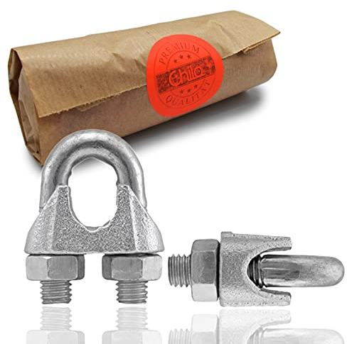 CHILO® Drahtseilklemmen – super stark, rostfrei – Bügelklemmen für Drahtseil verzinkt [3mm 5mm] Drahtklemme Seilklemme 5-er und 10-er Pack (5, 6mm)