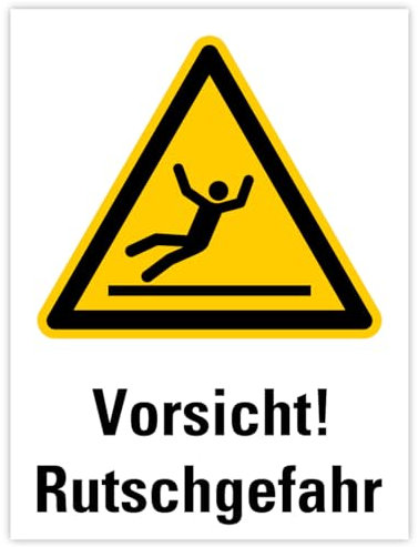 Aufkleber Warnung Vorsicht! Rutschgefahr Warn Schild Folie ähnl. ISO 7010 | Größe wählbar Made in Germany, Größen Name: 7,5x10 cm