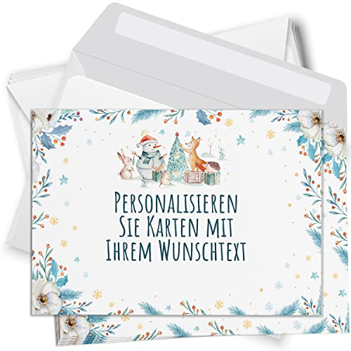 Einladungskarten Manufaktur Hamburg 8 Weihnachtskarten - mit Ihrem Text PERSONALISIERT - Tiere Modern - mit Umschlägen, Grußkarte Postkarte Weihnachten weihnachtlich