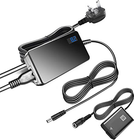 AC-PW20 AC Adapter with NP-FW50 Dummy Battery Kit for Sony ZV-E10, A6000, A6100, A6400, A6500, A6300, A5100, A7, A7II, A7SII, A7RII, NEX Series, Continuous Power Supply for Video & Live Streaming.