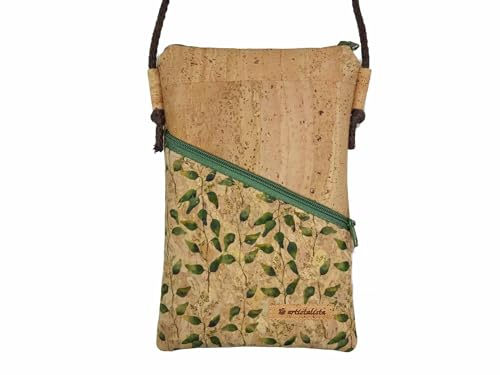 Handytasche zum Umhängen Kork natur Kleine Tasche Täschchen Farb- und Musterauswahl