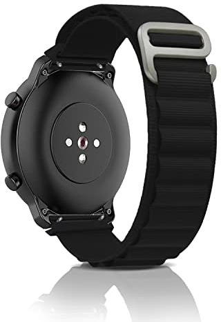 ZoRoll 22mm Armband für Amazfit Bip 6/Bip 5/GTR 4/GTR 3 Pro/GTR 3/GTR 2e/GTR 2, Nylon G-Haken Einstellbar Ersatzarmband für Amazfit Cheetah/Cheetah Pro/GTR 47mm/GTR 2 eSIM/Garmin Venu 3 - Schwarz