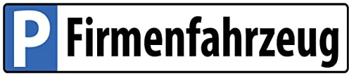 DekoDrom® Blechschild 47x10 cm Parkplatz Schild Firmenfahrzeug reservierter Stellplatz Firma Laden Haus KFZ Kennzeichen Format Wand Deko Bar Kneipe Sammler Geschenk