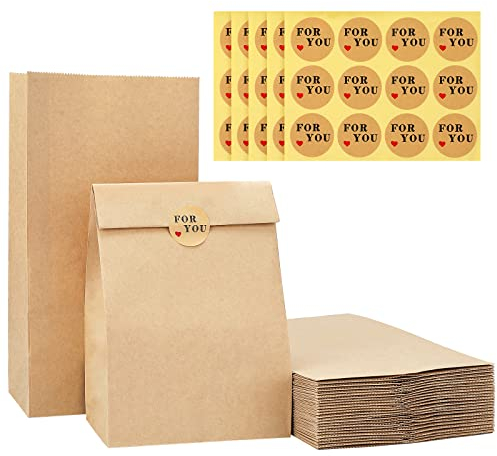 jijAcraft Papiertüten 50 Stück Braun - 15.5 x 10 x 30CM Geschenktüten Braun Tüten Geschenkverpackung Adventskalender tüte Basteln Kraftpapier Geschenktüte