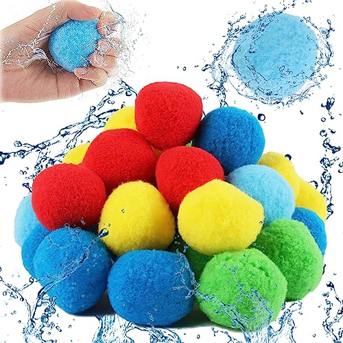 Taozoey 30 Stück Wasserbomben Wiederverwendbare, Baumwoll Wasserbomben, Reusable Water Balloon, Wasserball, Wasserspielzeug Kinder, Outdoor Spielzeug