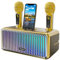 Karaoke Maschine für Erwachsene und Kinder, tragbare Bluetooth Lautsprecher mit 2 UHF drahtlose Mikrofone Karaoke Lautsprecher pa System mit bunten Farbverlauf LED-Leuchten für Home Partys-Gold
