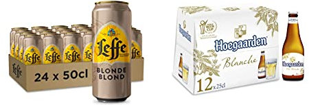 Bière Leffe Blonde 6.6% Pack 24 Canettes 50cl & Bière Hoegaarden Blanche 4.9% Pack 12 Bouteilles 25cl