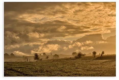 JDRC Field Meadow Haze Landschaft Leinwand Poster Schlafzimmer Dekor Sport Landschaft Büro Zimmer Dekor Geschenk Rahmen: 30 x 45 cm