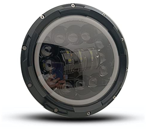 POCHY Motorrad Scheinwerfer Für Lada Niva 4X4 Offroad Black DOT 90W 7 Zoll -Motorradscheinwerfer Halo DRL Amber Blinker Für Touring Road King