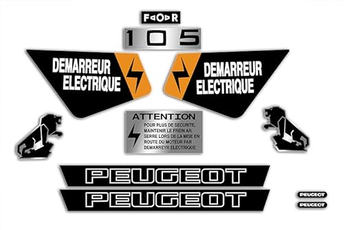 Set mit selbstklebenden Aufklebern, um Ihr Mofa Peugeot 105 wie damals zu dekorieren